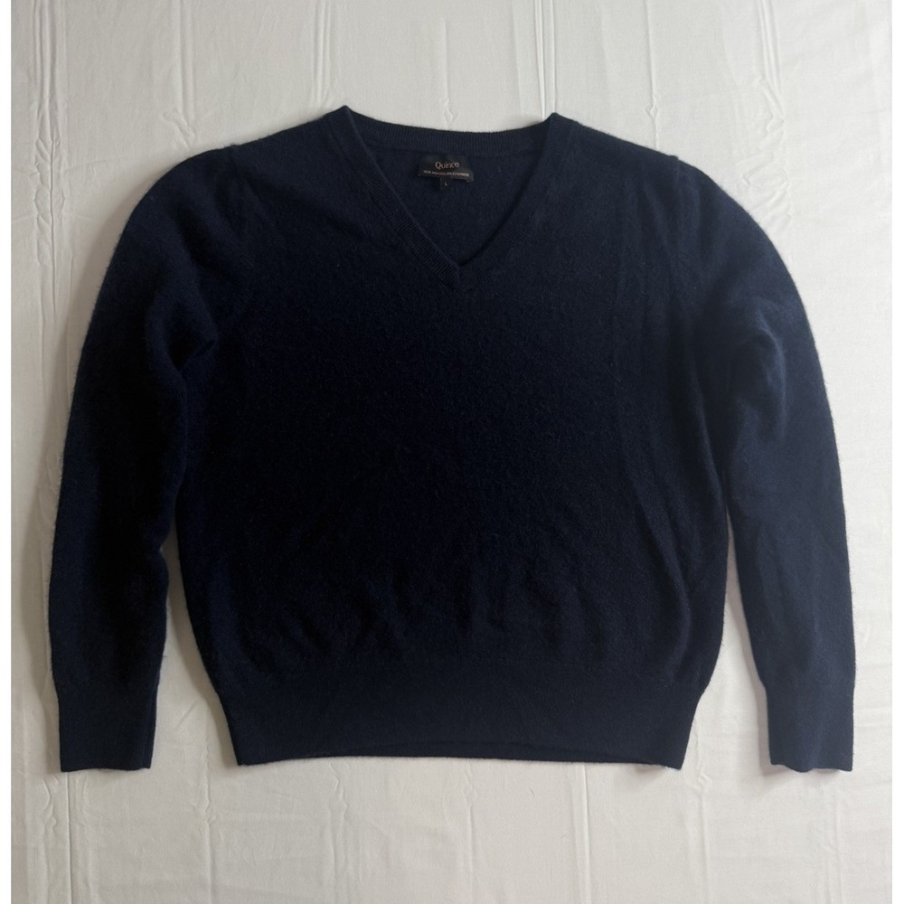 Quince 100% Mongolian Cashmere Crewneck Sweater Women's Size Large True Navy
